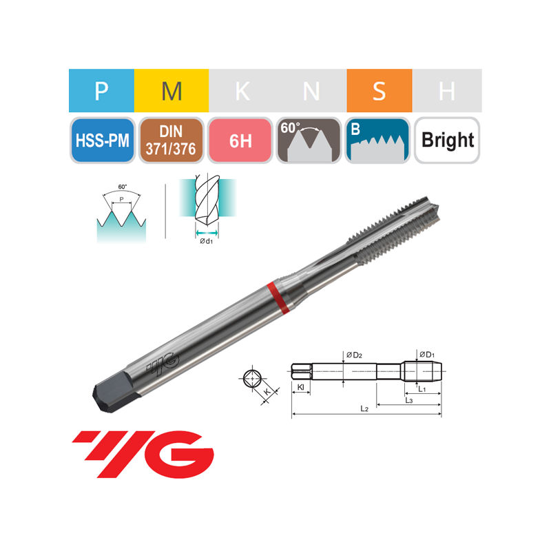 Macho Recto Pasante HSS-PM Materiales Duros Macho Recto Pasante HSS-PM Materiales Duros