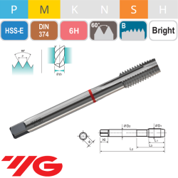 Macho Recto Pasante HSS-E Materiales Duros Métrica Fina