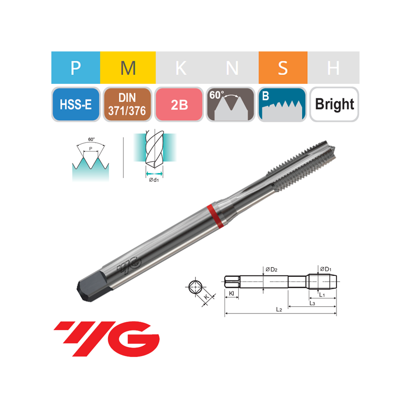 Macho Recto Pasante HSS-E Materiales Duros UNC Macho Recto Pasante HSS-E Materiales Duros UNC