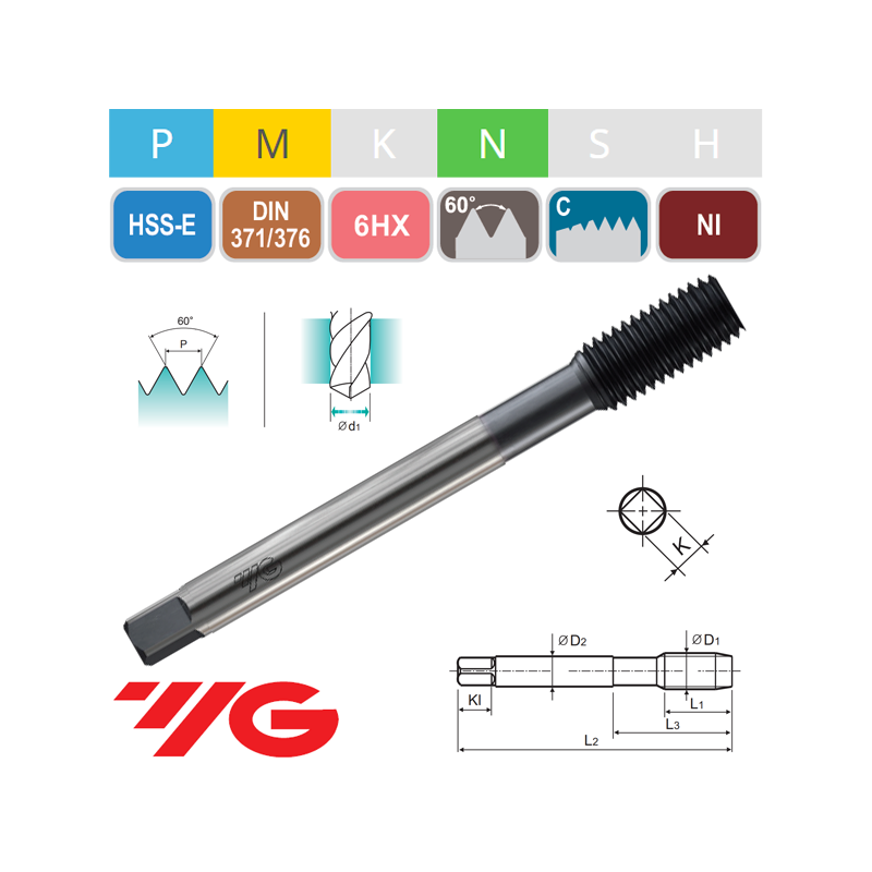 Macho de Laminacion HSS-E Nitrurado Sin Ranura 6HX Macho de Laminacion HSS-E Nitrurado Sin Ranura 6HX