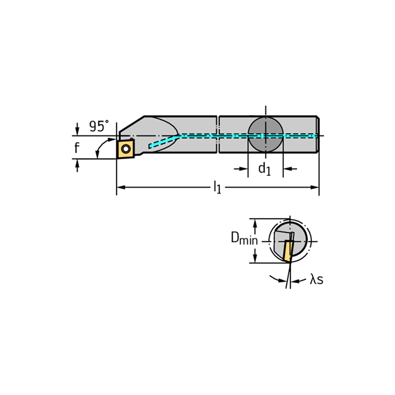 Walter A08H-SCLCL06-R Barra de mandrinar: fijación por tornillo A...-SCLC...-R