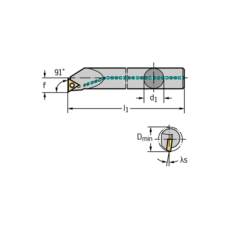 Walter A08H-STFCR06-R Barra de mandrinar: fijación por tornillo A...-STFC...-R