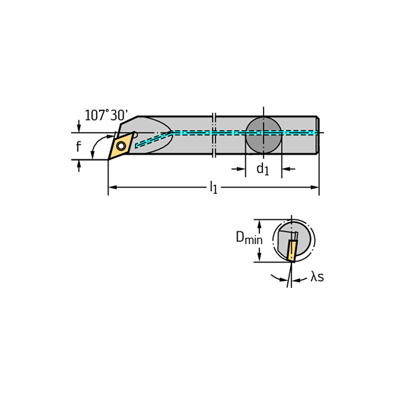 Walter A12M-SDQCR07-R Barra de mandrinar: fijación por tornillo A...