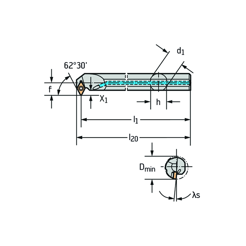 Walter A12M-SDXCR07 Barra de mandrinar – Fijación por tornillo A...-SDXC...
