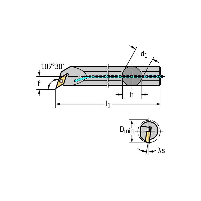 Walter A16R-SVQBR11 Barra de mandrinar: fijación por tornillo A...