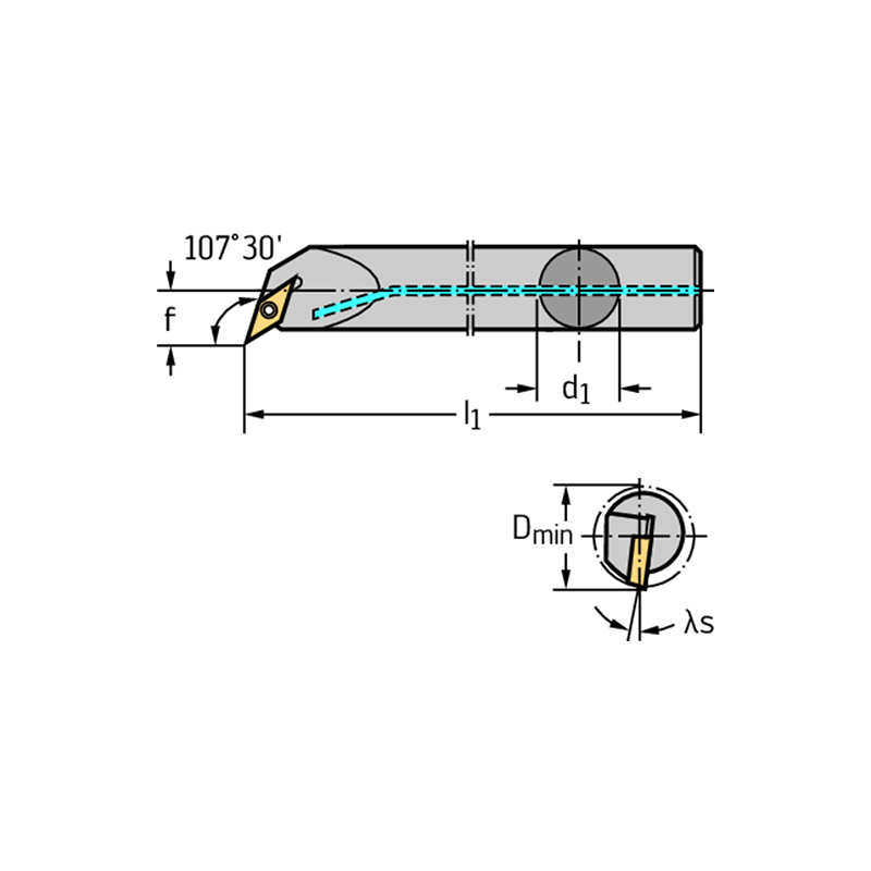 Walter A16R-SVQBR11-R Barra de mandrinar: fijación por tornillo A...