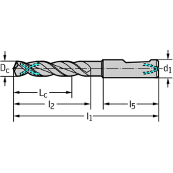 Walter A1922S-8 Brocas para orificios profundos HSS, superlargas