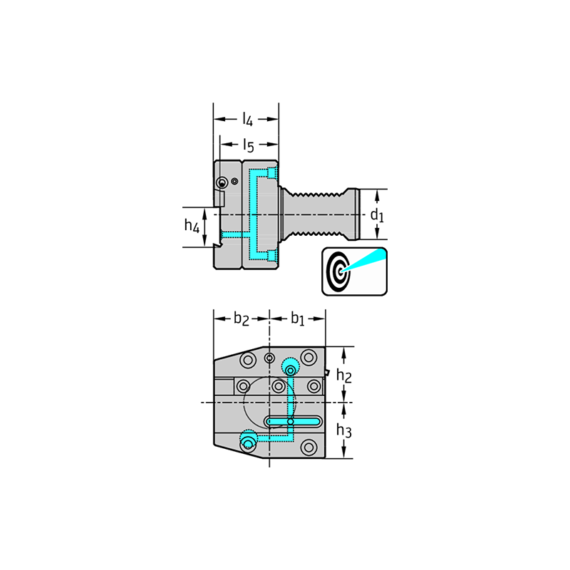 Walter A2111-V40-32R-045-P Fijación VDI: lamas de tronzado DIN 69880 A2111-V...-P