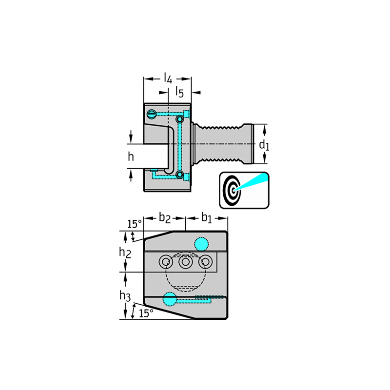 Walter A2121-V50-25L-100-P Fijación VDI: herramientas con mango DIN 69880 A2121-V...-P