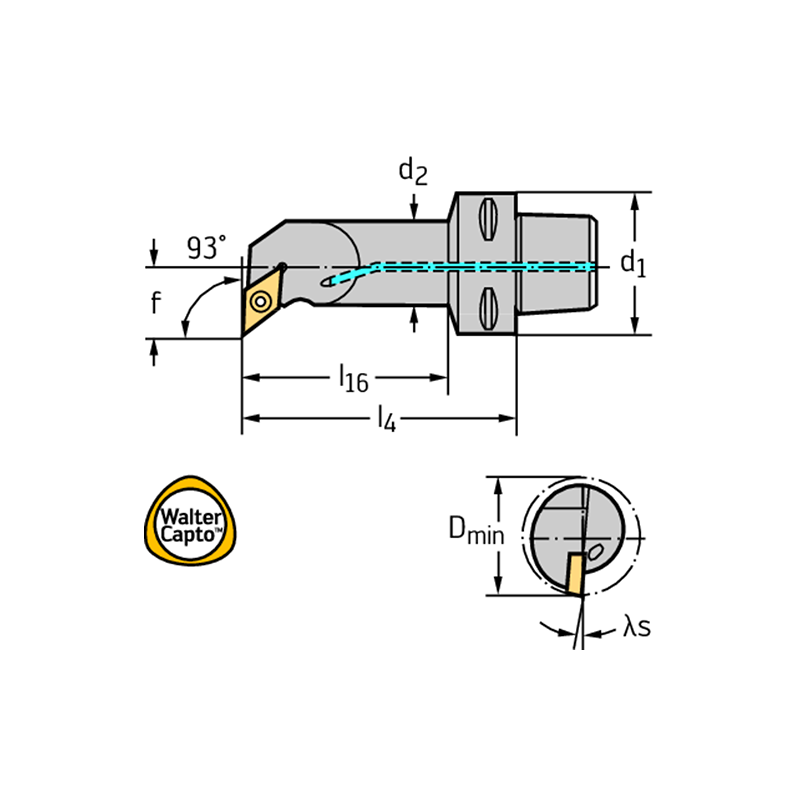 Walter C3-SDUCL-13075-11 Barra de mandrinar: fijación por tornillo C...