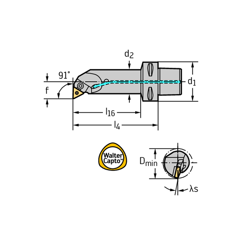 Walter C4-PTFNL-22110-16W Barra de mandrinar: fijación por palanca articulada C...