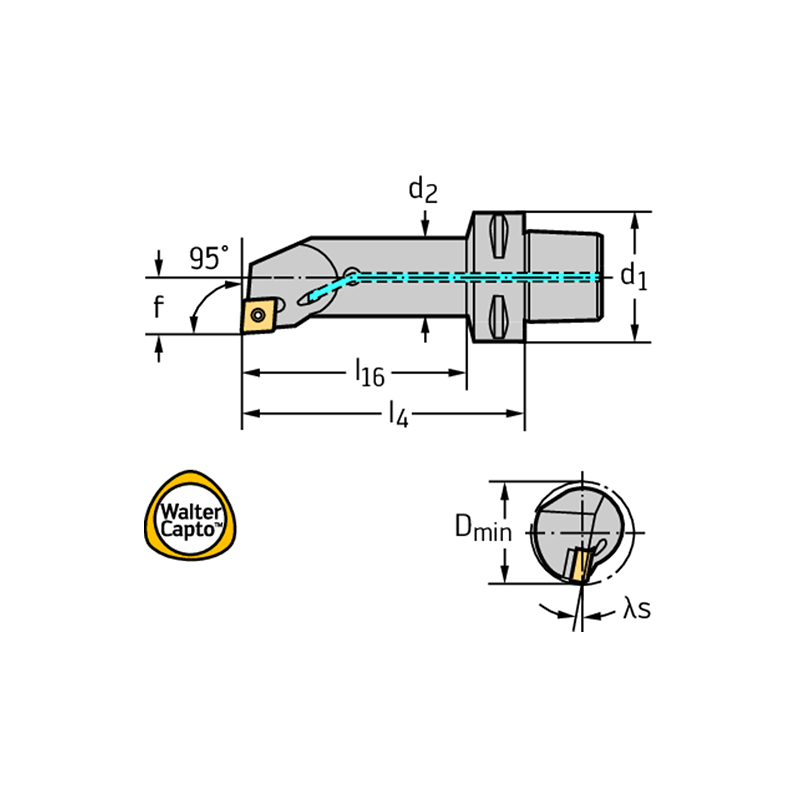 Walter C4-SCLCL-13080-09 Barra de mandrinar: fijación por tornillo C...