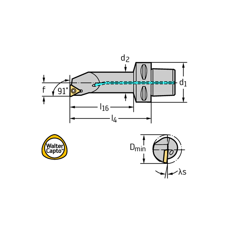 Walter C4-STFCL-22110-16 Barra de mandrinar: fijación por tornillo C...