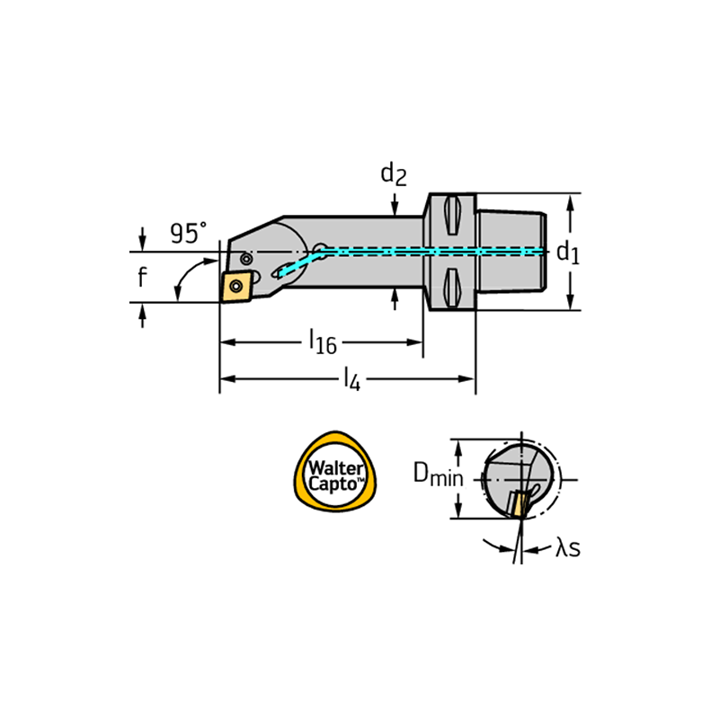 Walter C6-PCLNL-22110-12 Barra de mandrinar: fijación por palanca articulada C...