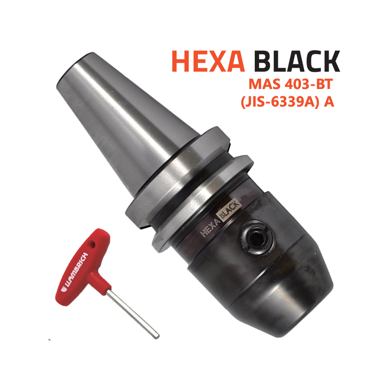 Portabrocas Llambrich BT con cono integrado y llave hexagonal HEXA BLACK