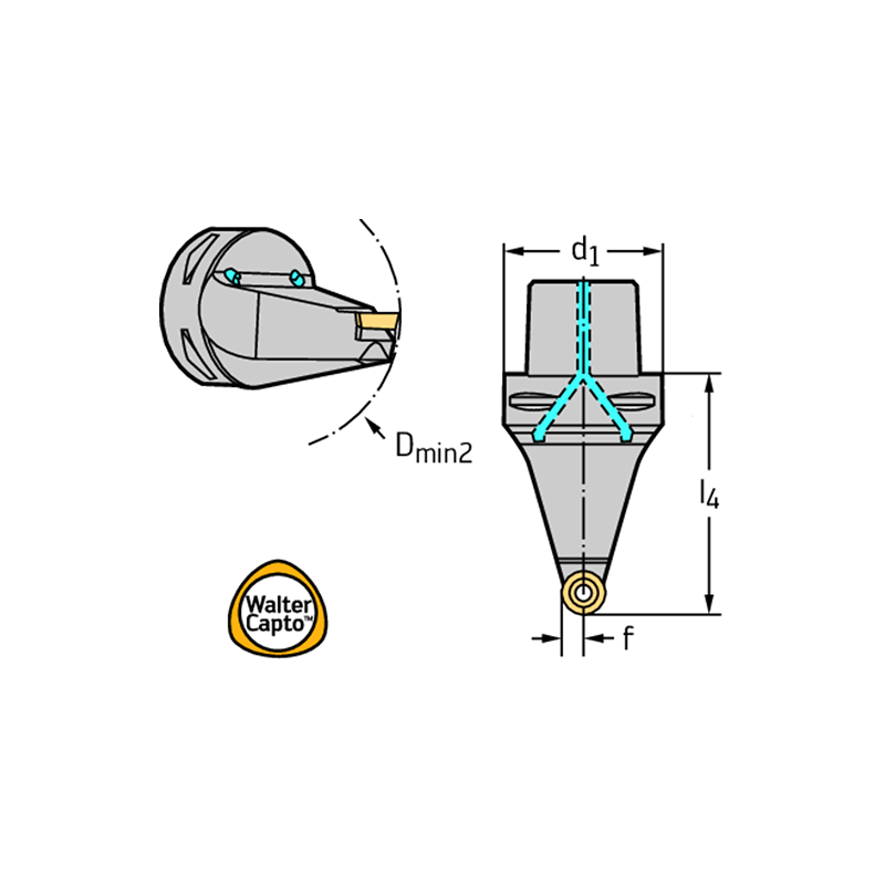 Walter C6-SRDCN-00100-16 Portaherramientas de torneado 45°: fijación por tornillo C...