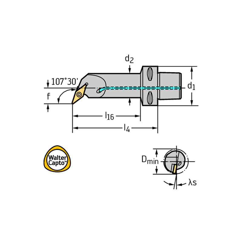 Walter C6-SVQBR-35175-16 Barra de mandrinar: fijación por tornillo C...