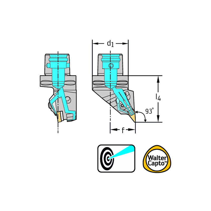 Walter C8-DVJBR-55080-16-P Portaherramientas de torneado: fijación por uña C...-DVJB...-P