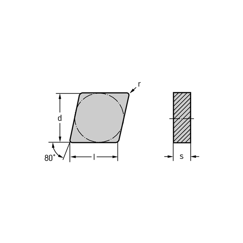 Walter CNGN120712T02020 WCK10 Cerámica: romboidales negativas 80°