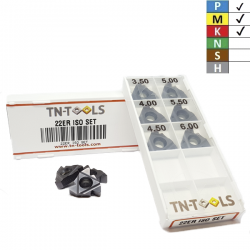 Threading Inserts Kit 22ER/IR ISO TN-TOOLS Metric Pitch (3,5 - 6,0) Coating TIALN