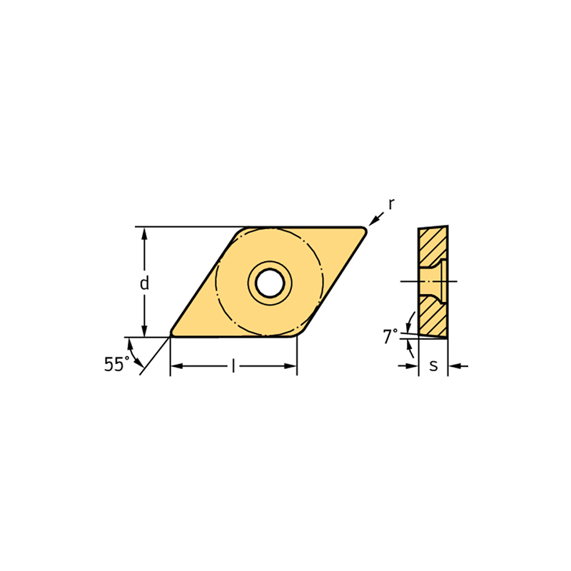 Walter DCGT070201-MN2 WNN10 Romboidales positivas 55°