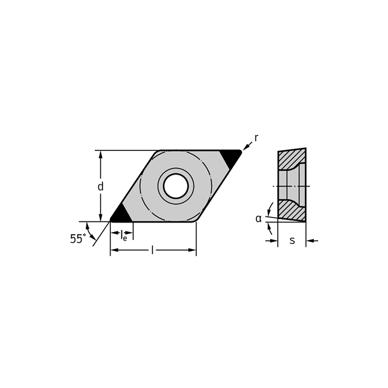 Walter DCGW070204TS-2 WBK20 CBN: romboidales positivas 55° DCGW