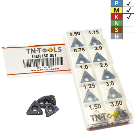 Threading Inserts Kit 16ER/IR ISO TN-TOOLS Metric Pitch (3,5 - 6,0 ...