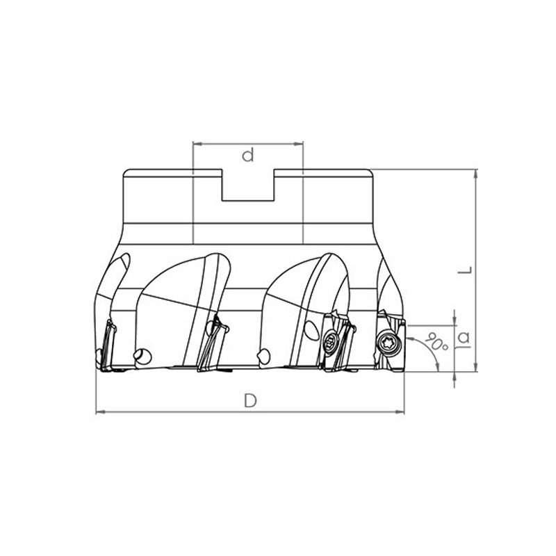 Fresa de escuadrar TK90° A012 con ángulo 90º Adaptable para AOMT1236..