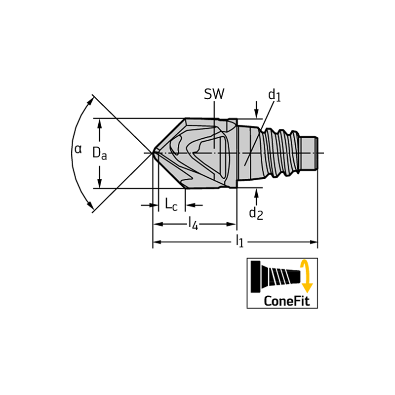 Walter H1E58118-E10-10 Fresas de chaflanar MDI 120°