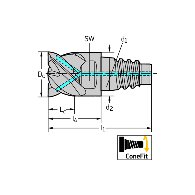 Walter H2EC34217-E10-10 Fresas de escuadrar/ranurar MDI