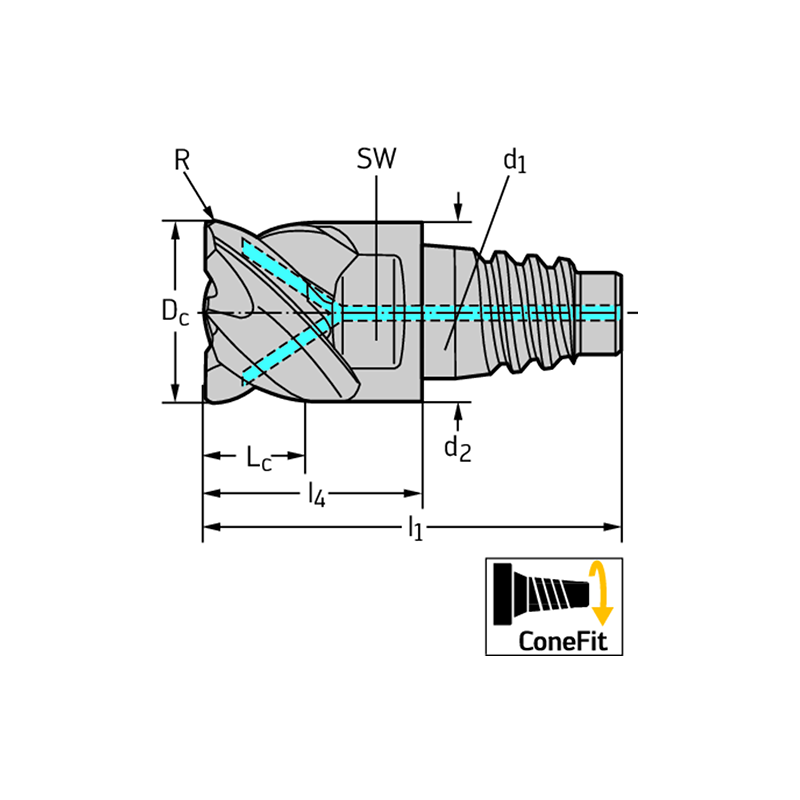 Walter H2EC38217-E10-10-0.5 Fresas de escuadrar/ranurar MDI