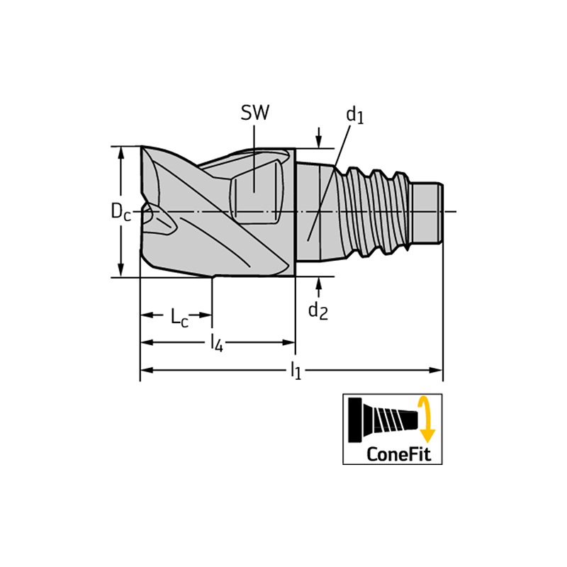 Walter H3E29148-E12-12 Fresas de escuadrar/ranurar MDI