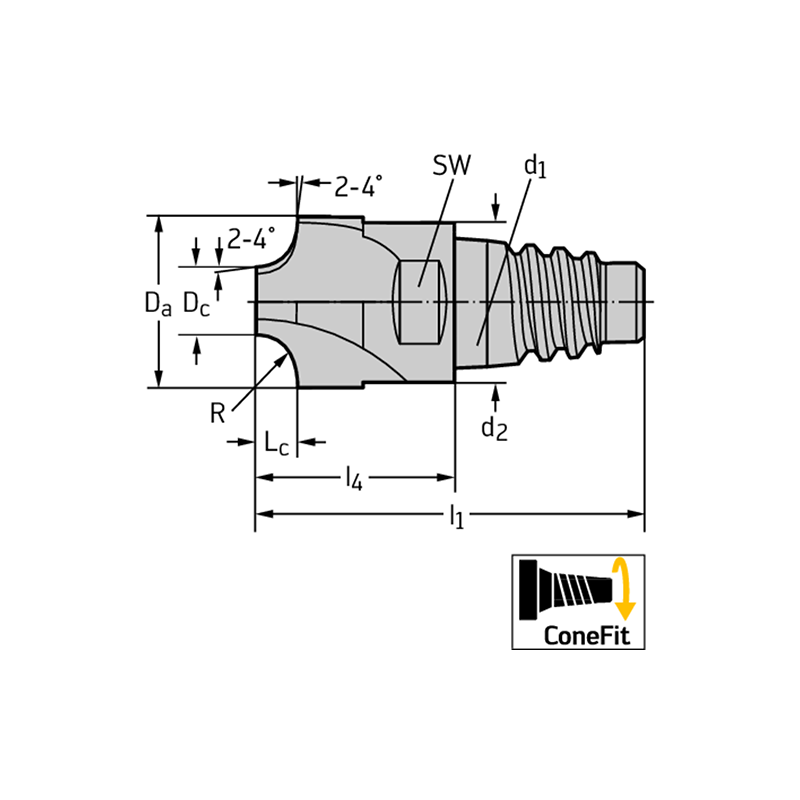 Walter H3E68118-E10-10-1 Fresas de perfilar de cuarto de vuelta MDI