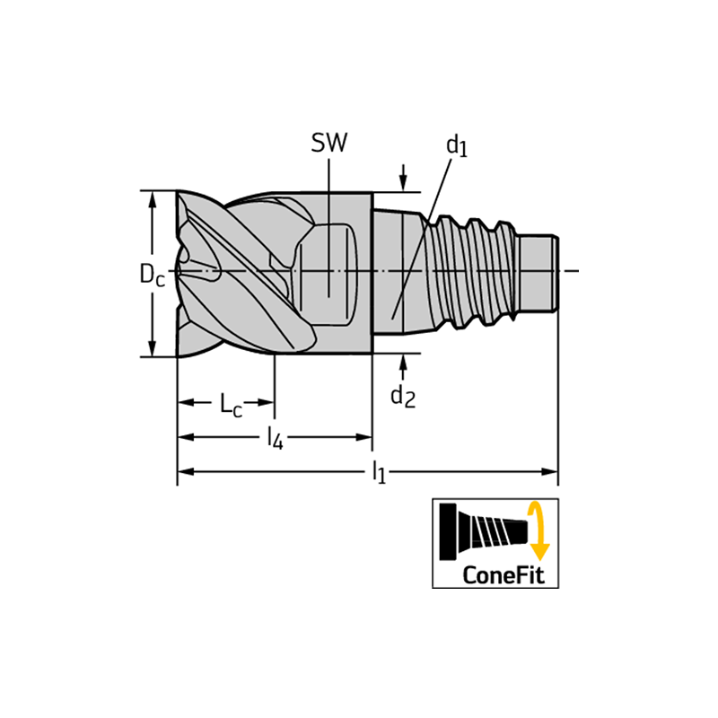 Walter H4E34217-E16-16 Fresas de escuadrar/ranurar MDI