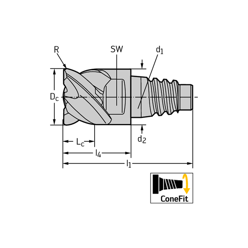 Walter H4E38217-E20-20-1 Fresas de escuadrar/ranurar MDI