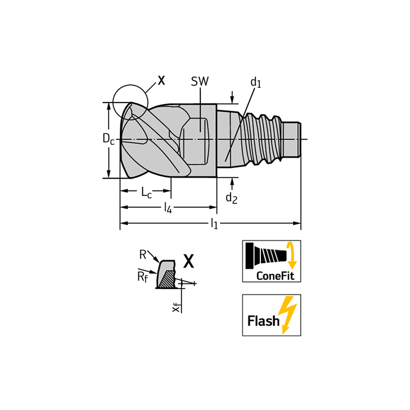 Walter MC025.19.1E4P203-WJ30TF Fresa de gran avance de MDI MC025