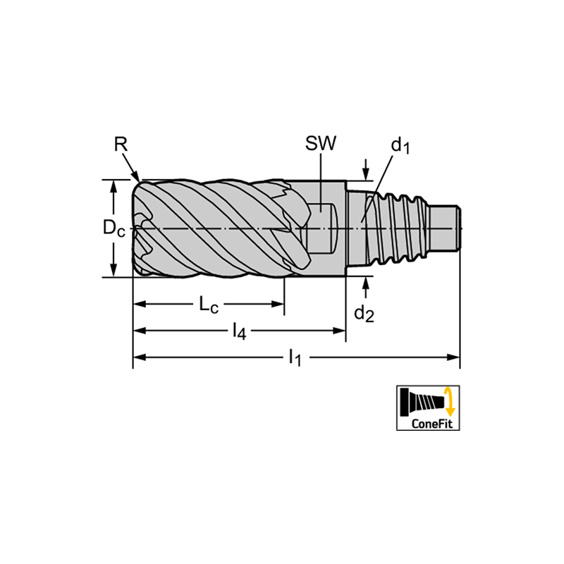 Walter MD128-12.0E6X200-WJ30RA Fresas de escuadrar MDI
