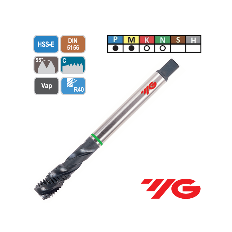 Macho Helicoidal de Máquina GAS (BSP) HSSE Vaporizado YG1 Macho Helicoidal de Máquina GAS (BSP) HSSE Vaporizado YG1