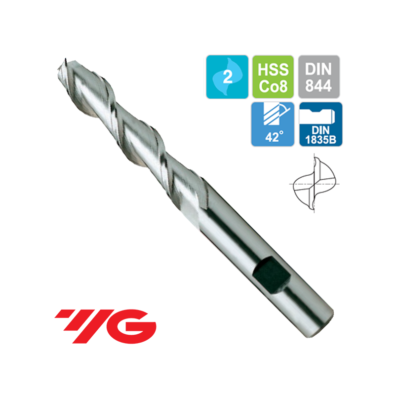 Fresa Acero HSSCo 2 Corte Aluminio Serie Larga DIN844 Fresa Acero HSSCo 2 Corte Aluminio Serie Larga DIN844