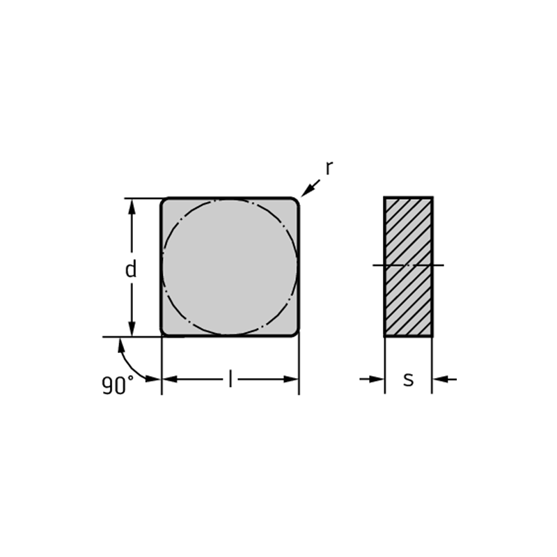 Walter SNGN120412T02020 WCK10 Cerámica – cuadradas negativas