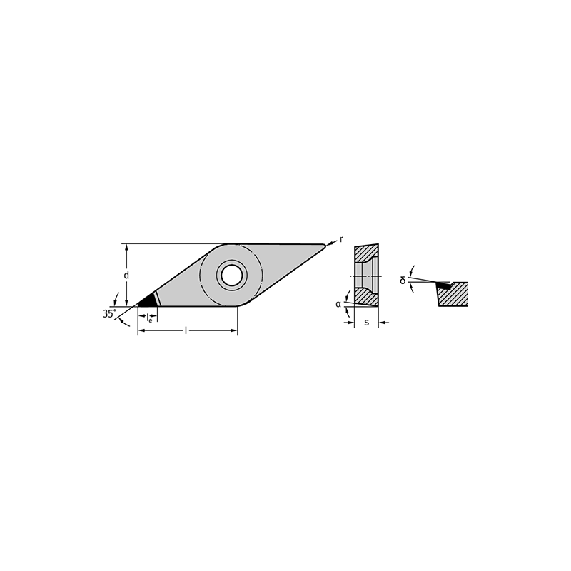 Walter VCGW110304FS-1 WDN10 PKD: romboidales positivas 35° VCGW