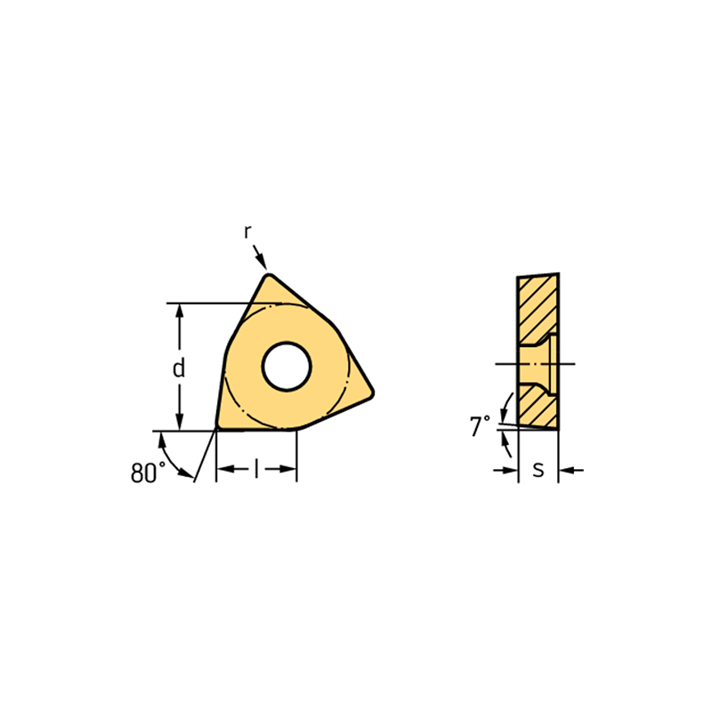 Walter WCGT030204-FN2 WNN10 Trigona positivas 80°