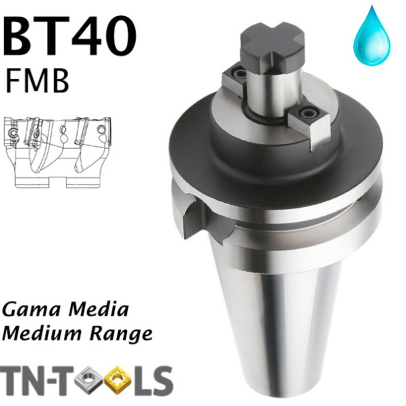 Cono Portafresas DIN69871 BT40 con Chavetas Frontales FMB con Refrigeración Interna Gama Media Cono Portafresas DIN69871 BT40 con Chavetas Frontales FMB con Refrigeración Interna Gama Media