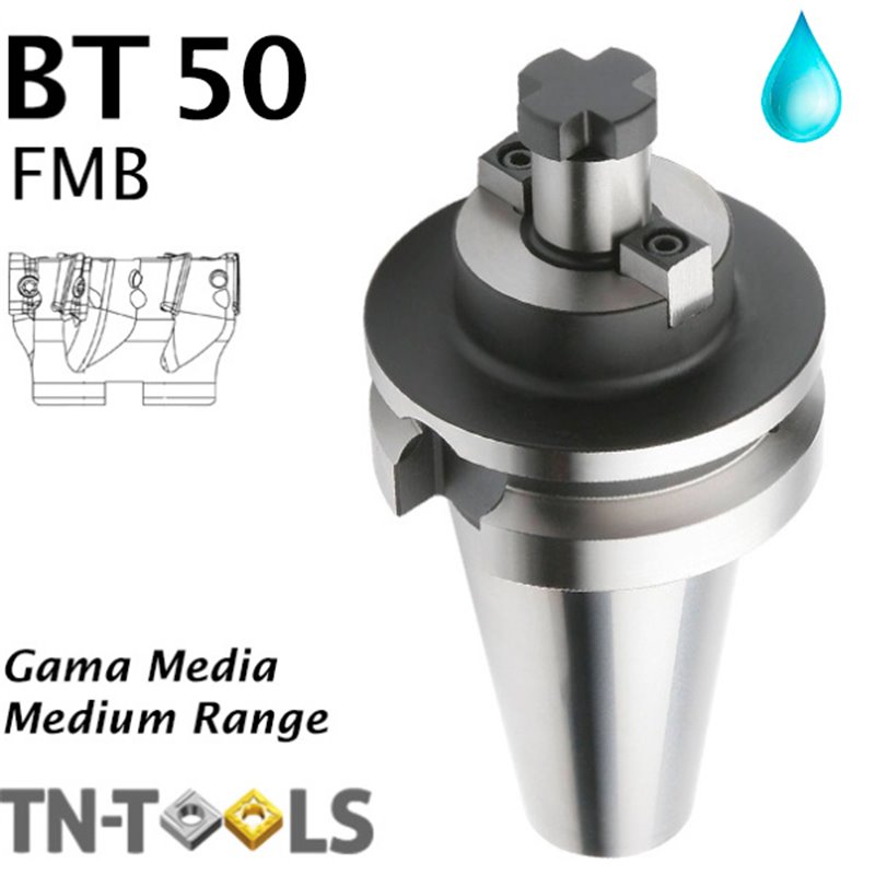 Cono Portafresas DIN69871 BT50 con Chavetas Frontales FMB con Refrigeración Interna Gama Media Cono Portafresas DIN69871 BT50 con Chavetas Frontales FMB con Refrigeración Interna Gama Media