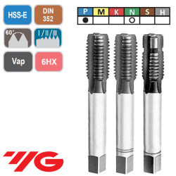 Juego de Machos de Mano HSS-E DIN352 Inox Vaporizado  