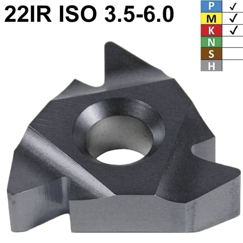 Placas de Roscado 22IR ISO Interior de Pasos Métricos (3,5-6,0)