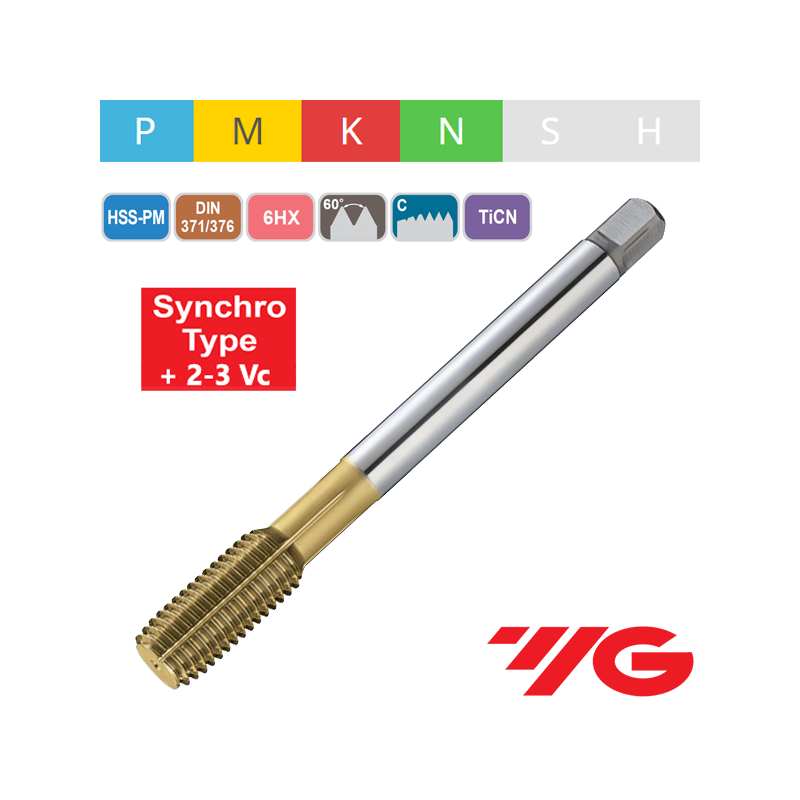 Macho Recto Laminación de Máquina Métrico Iso+2-3 Vc HSS-PM TIN YG1 Macho Recto Laminación de Máquina Métrico Iso+2-3 Vc HSS-PM TIN YG1