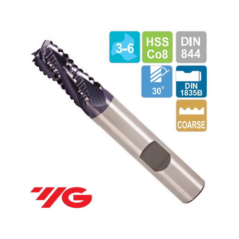 Fresa Acero HSSCo8 desbaste Grueso Z3 Recubrimiento TiAlN YG1 Fresa Acero HSSCo8 desbaste Grueso Z3 Recubrimiento TiAlN YG1