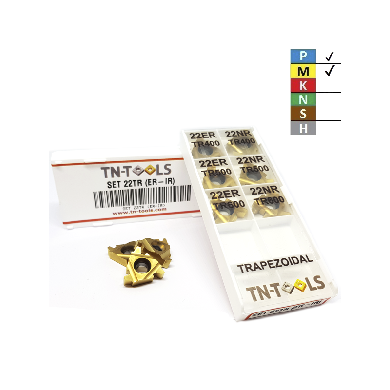 Kit de Placas de Roscar 22ER + IR ISO TN-TOOLS de Pasos Métricos (3,5 - 6,0) Recubrimiento TIALN