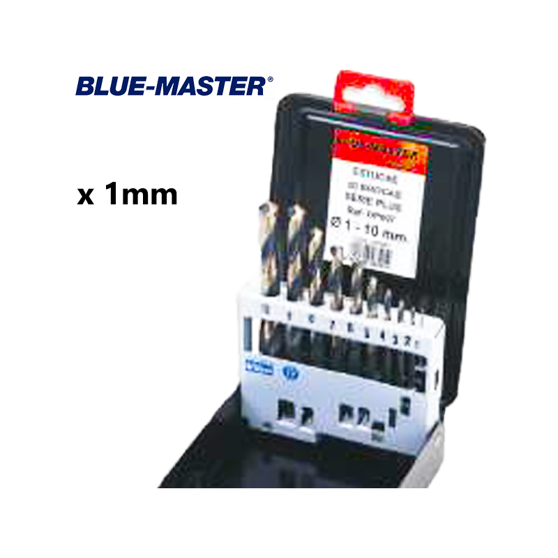 Set de Brocas en intervalos de Ø 1-10 x 1 mm DIN338 HSS Plus  BLUE-MASTER